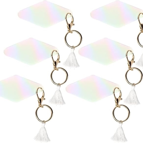 FREE SHIP - Blank Iridescent Acrylic Retro Motel Keychains - Set of 36 - Picture 8 of 9